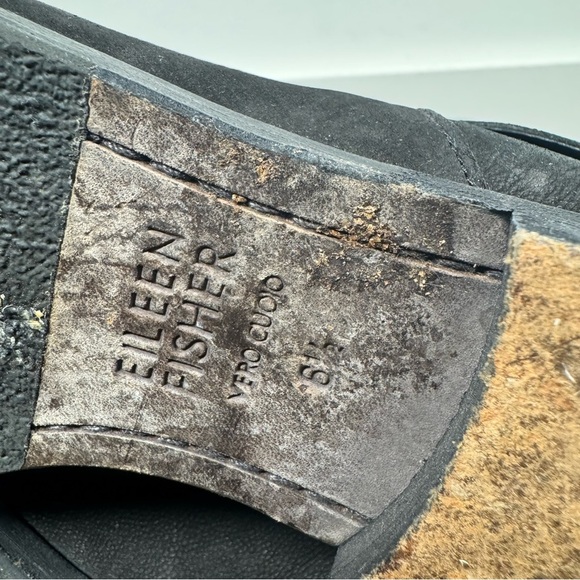 Eileen Fisher black suede mid calf pull on boots size 6.5 - Picture 7 of 8